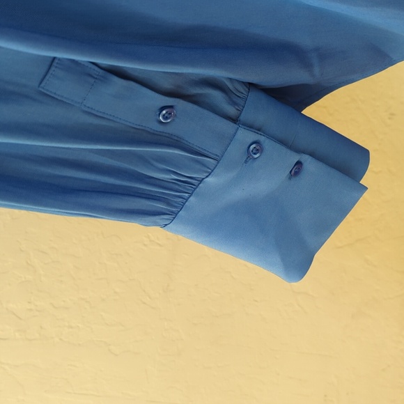 Simply Vera Blue Long Sleeve Button Down Tunic Blouse Size XL - Picture 6 of 10